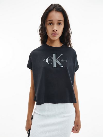 Calvin Klein Ruhák HU240044 | Calvin Klein Organic Cotton Gloss Logo Női Póló Fekete